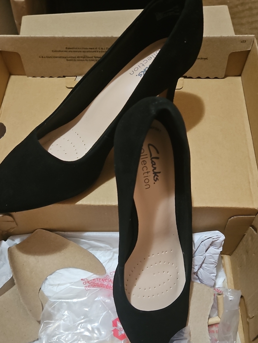 Clarks Black Suede Pointed Toe Pumps